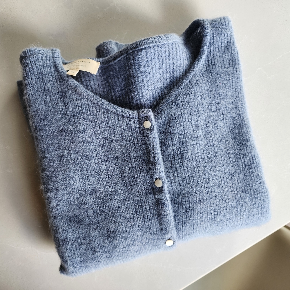 Sezane Gaspard Cardigan (Vintage Blue, X-small) - Like New!